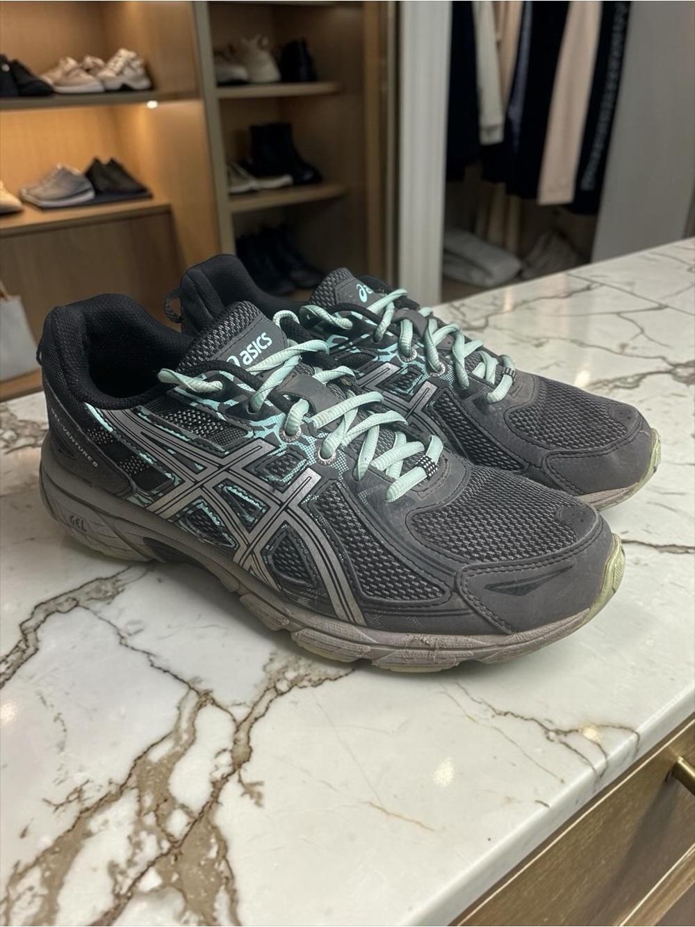 ASICS Gel-Venture 6 Women's Running Shoes Gray Teal Black Size 10